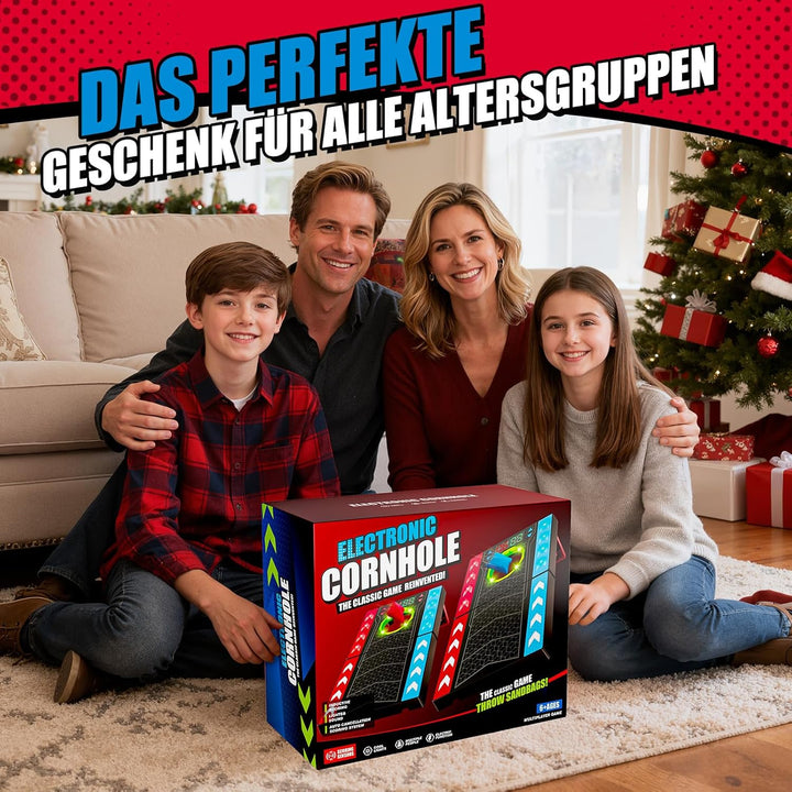 Cornhole Spiel Outdoor Innenbereich, Elektronisch Cornhole mit Musik & Licht, Automatischer Punktzäh