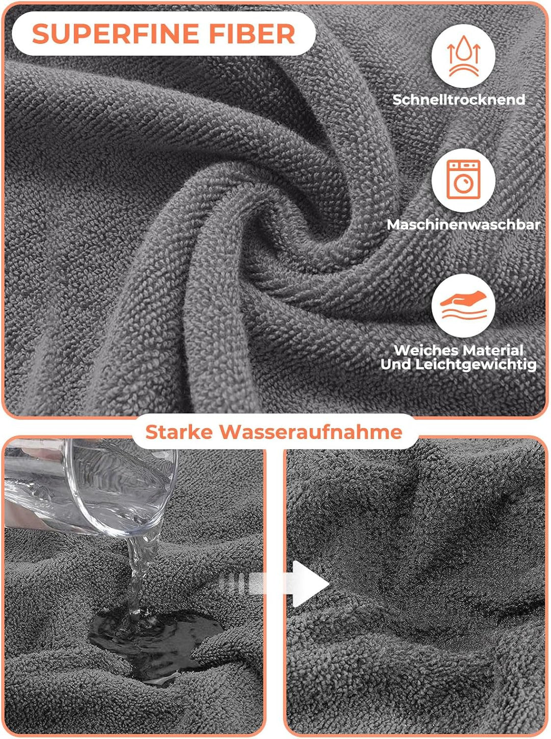 Hundebademantel Schnell Trocknend Badetuch aus Mikrofaser, Einstellbar Hundehandtuch mit Klettversch