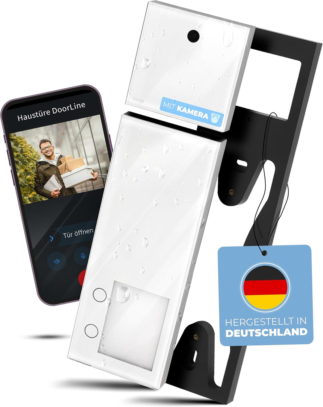 DOORLINE® Video Türklingel mit Kamera kabellos [kompatibel mit Fritz!Box und App-Steuerung] weiss |