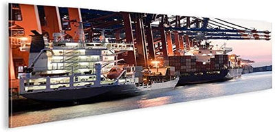 islandburner Bild Bilder auf Leinwand Containerhafen Hamburg Hafen Panorama XXL Poster Leinwandbild