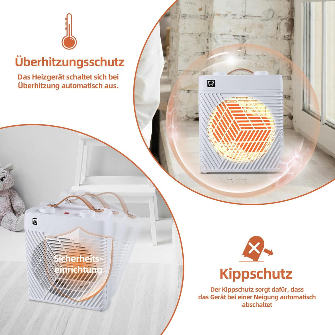 Heizlüfter mit Thermostat 2000W SHXHL20ST | klein und handlich | tragbar | Kipp- und Überhitzungschu