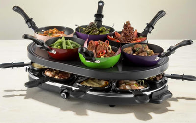 RoDzj Mini Wok Set 6 Personen Ø12 cm Antihaftbeschichtet Party Wok Set, Raclette und Fondue Ersatzpf