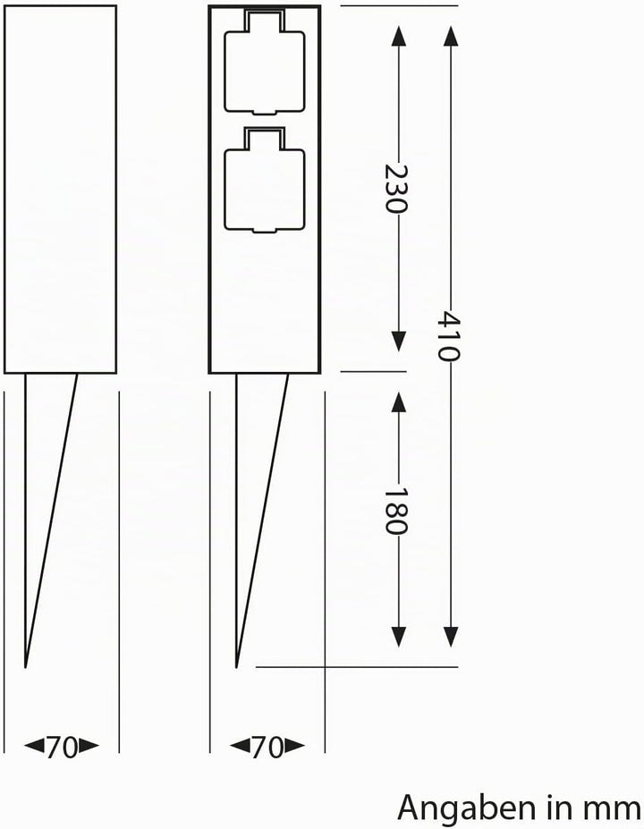 ledscom.de 2 Stück Garten-Steckdosen-Säule POMI mit Erdspiess für aussen, IP44, 2-Fach, Edelstahl, e