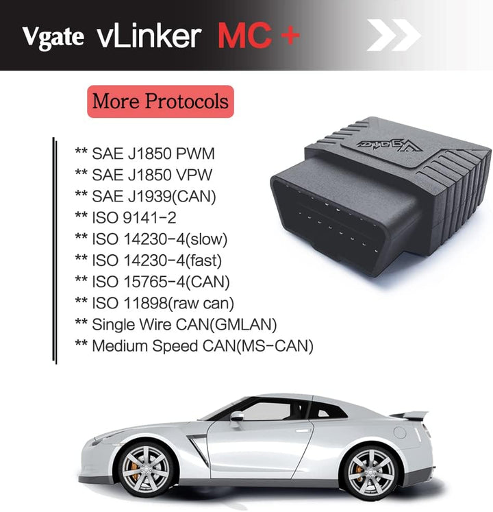 TONWON Vgate vLinker MC OBDII Bluetooth OBD2 Diagnosescanner für IOS, Android und Windows (Bluetooth