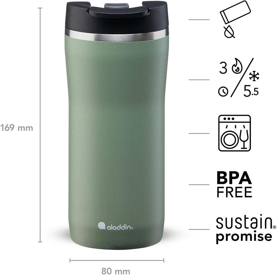 Aladdin Barista Mocca Thermavac Leak-Lock Edelstahl Thermobecher 0.35L Sage Green - Auslaufsicherer