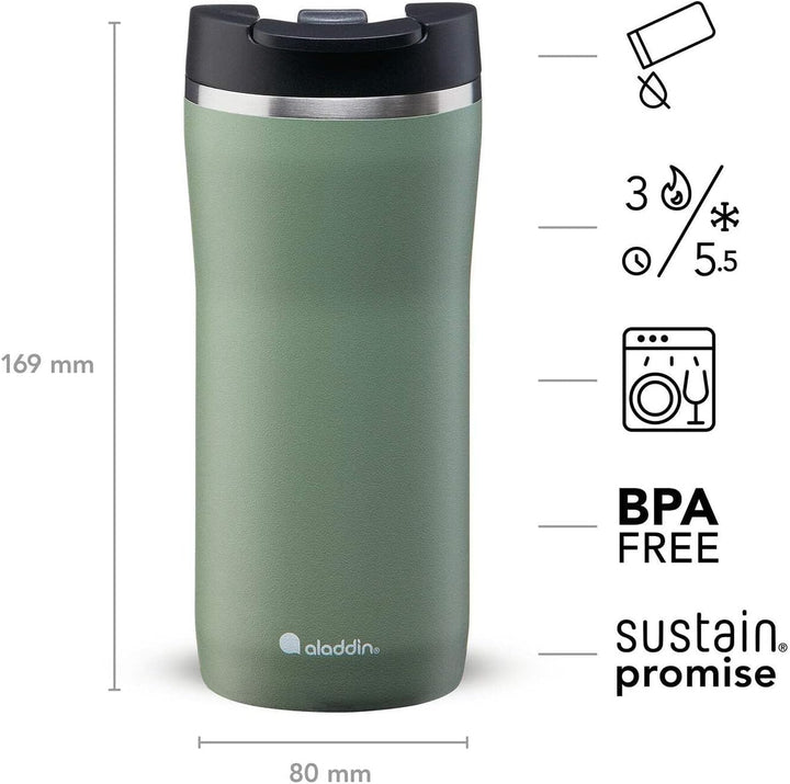 Aladdin Barista Mocca Thermavac Leak-Lock Edelstahl Thermobecher 0.35L Sage Green - Auslaufsicherer