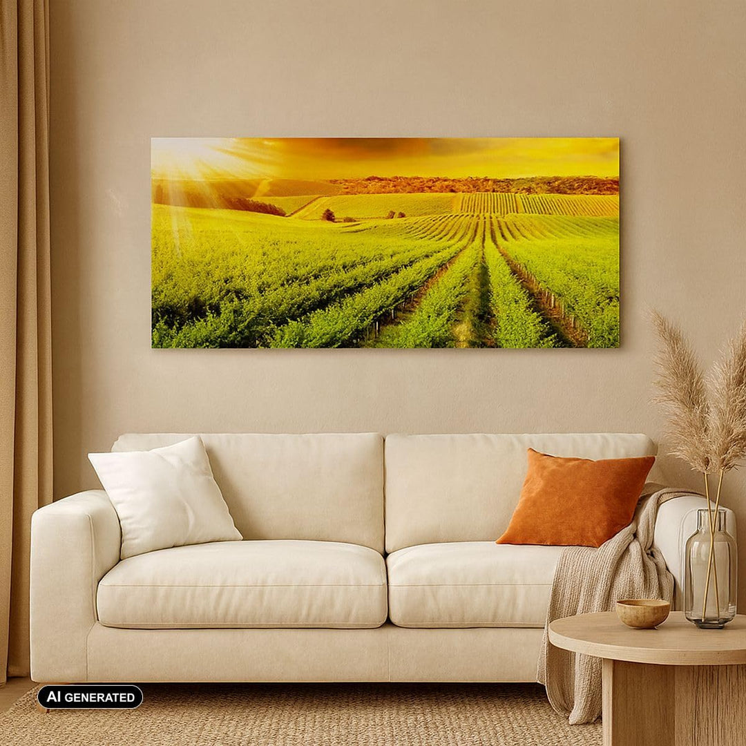 Wandbilder Dekoration Wohnzimmer Land Weingut Pflanzung Panorama Bilder auf Leinwand 120x50cm Leinwa