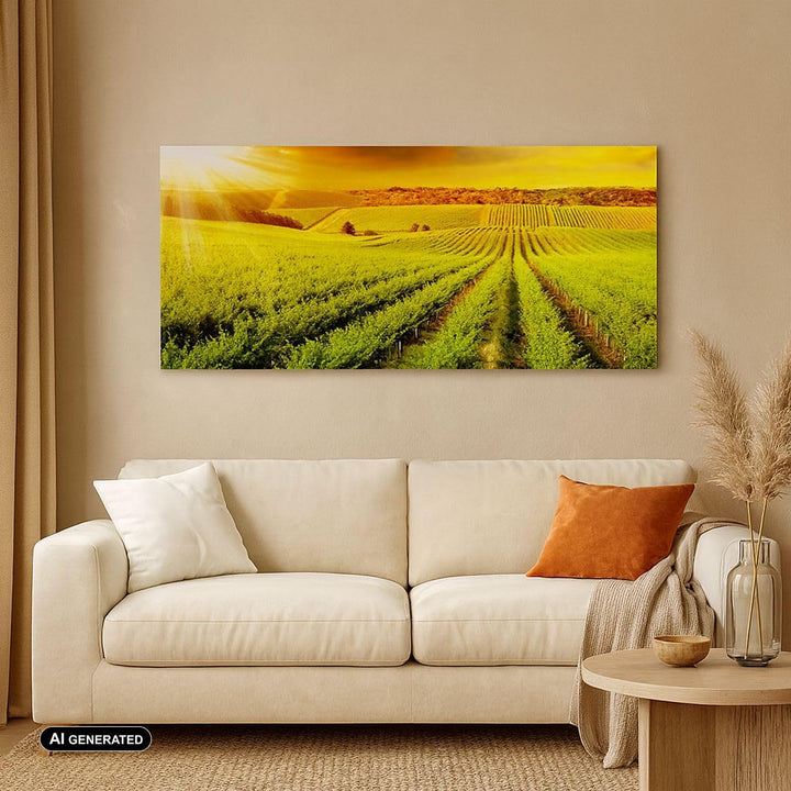Wandbilder Dekoration Wohnzimmer Land Weingut Pflanzung Panorama Bilder auf Leinwand 120x50cm Leinwa