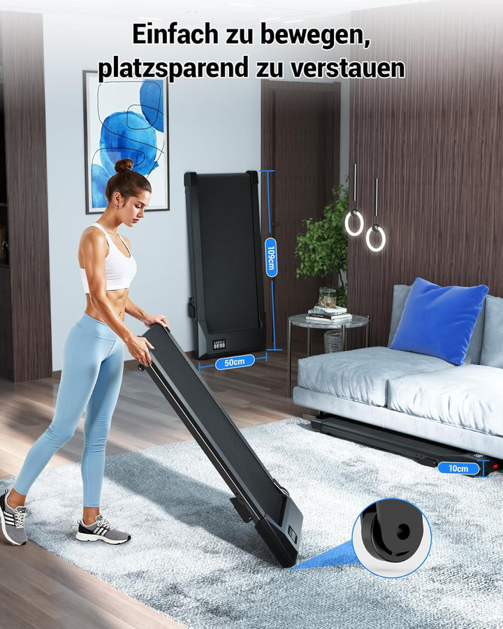 DeerRun Walking Pad mit 6% Steigung, Unter Schreibtisch Laufband für Home Office und Zuhause, Kompak