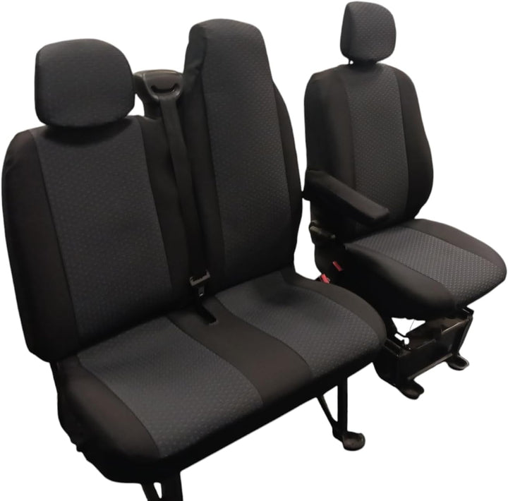Vordersitzbezüge 2 + 1, passend für Renault Master 2010+ Linkslenker, schwarzer Stoff