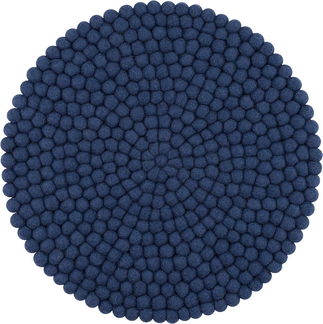 myfelt Filzkugel Sitzauflage Stuhlauflage - Alva - rund, Ø 36 cm, Dunkelblau, Dunkelblau