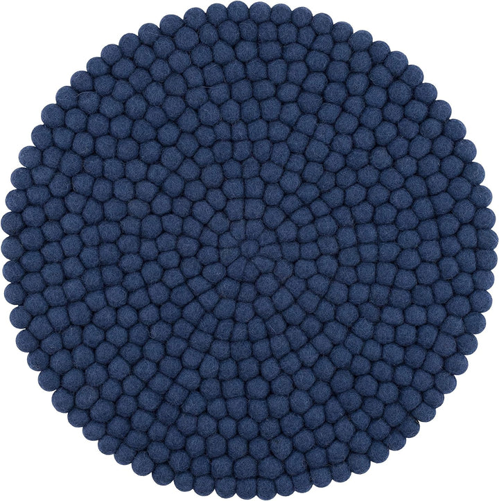 myfelt Filzkugel Sitzauflage Stuhlauflage - Alva - rund, Ø 36 cm, Dunkelblau, Dunkelblau