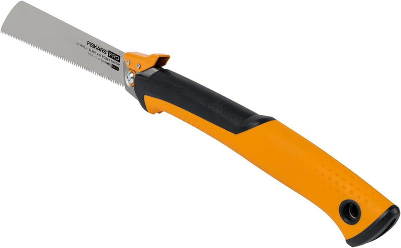 Fiskars Pro Klappbare Zugsäge, Sägeblattlänge: 25 cm, 13 TPI, Schwarz/Orange, PowerTooth, 1062933 23