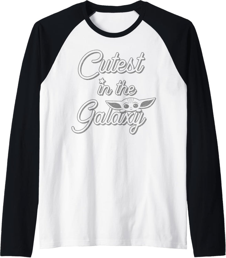 Star Wars Mandalorian The Child Cartoon Cursive Cutest Raglan
