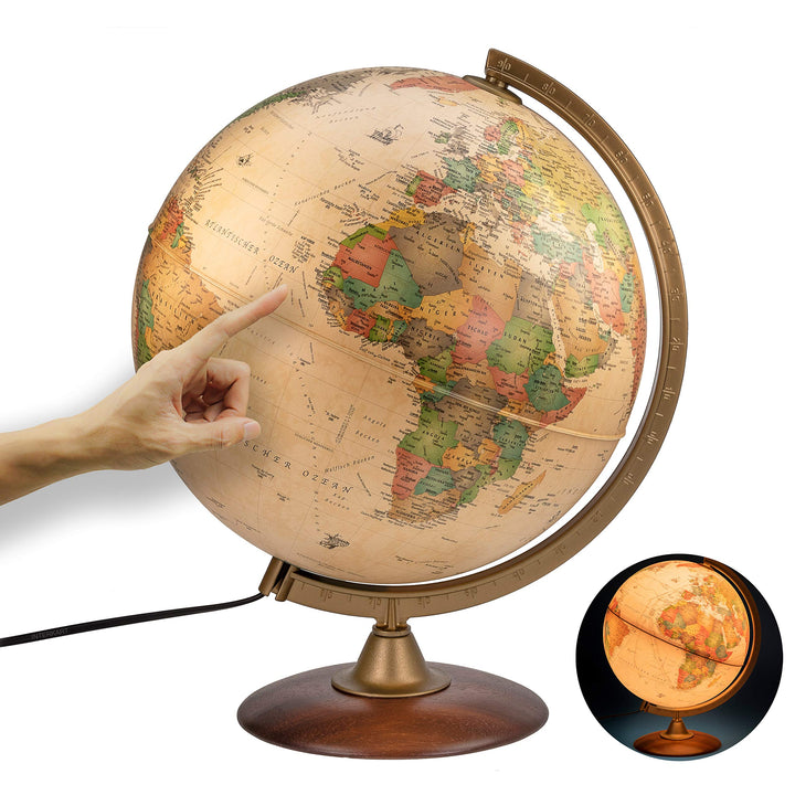 ORBIT Globes & Maps - Retro Leuchtglobus im antiken Stil - 30cm Vintage-Globus mit stabilem Standfus