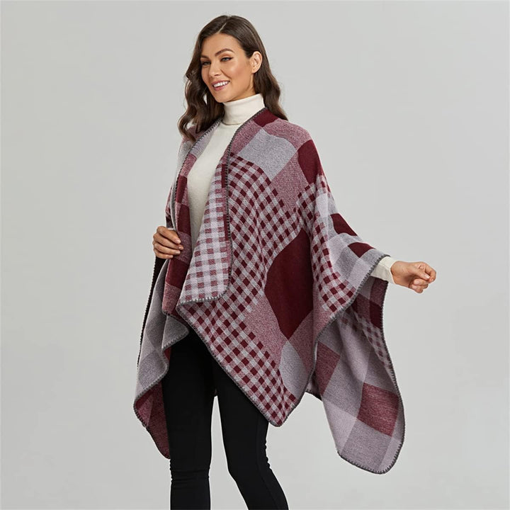 Damen Herbst/Winter Poncho mit Quaste, 130 * 150CM Warm Poncho-Schal Überwurf Strick Cape Elegant Um