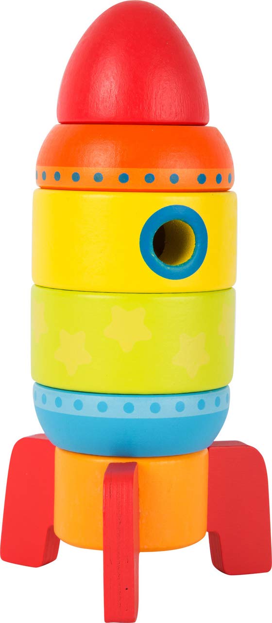 small foot Stapelspielzeug Rakete aus Holz, fünf Steckteile fördern die Feinmotorik, für Kleinkinder