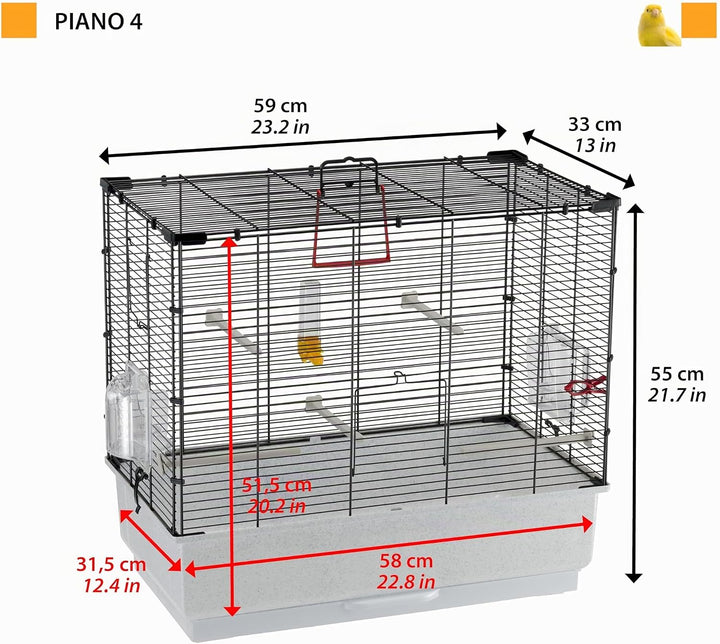 Ferplast Vogelkäfig Wellensittich Käfig Exotenkäfig, inkl. Vogelspielzeug, Vogel-Futternapf, Vogel-S