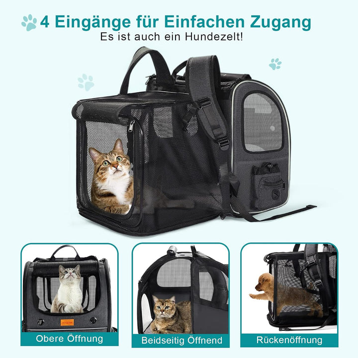 Morpilot Erweiterbar Katzenrucksack Grosse Katzen, Hunderucksack bis 8 kg Katzen Rucksack Gross für