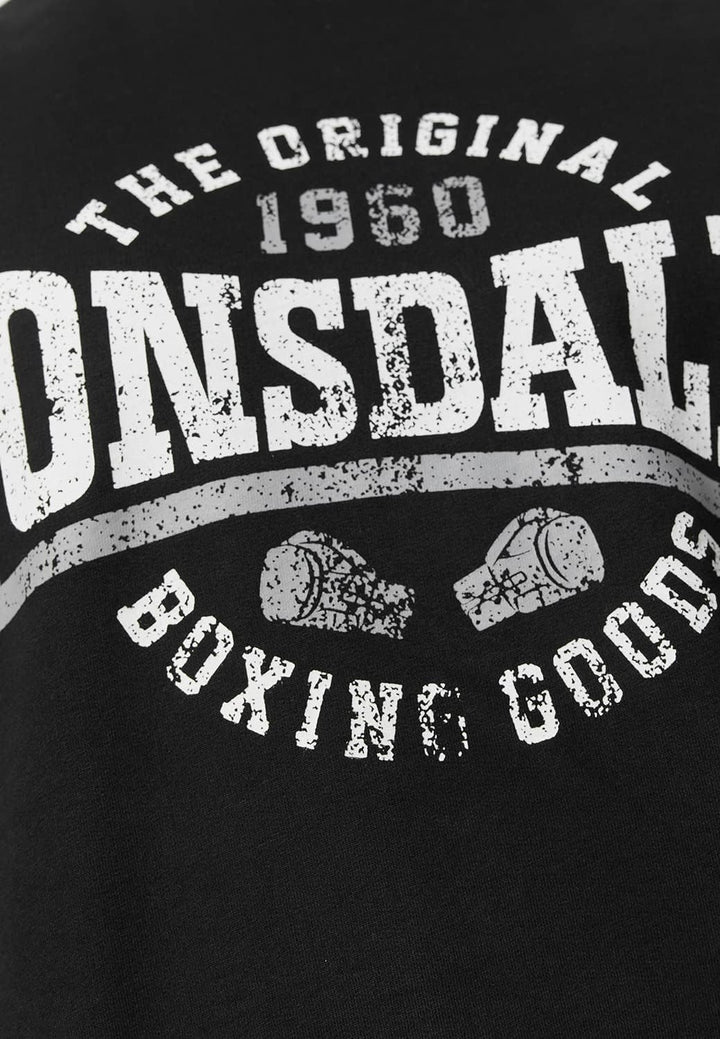 Lonsdale Herren Badfallister Sweatshirt XXL Black/White/Grey, XXL Black/White/Grey