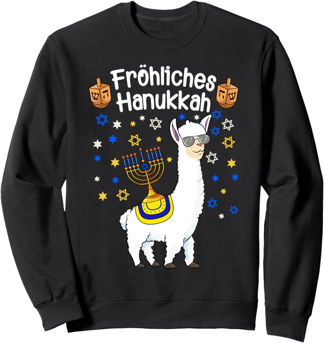 Alpaka Lama Hanukkah Menora Lustiges Frohes Chanukka Sweatshirt
