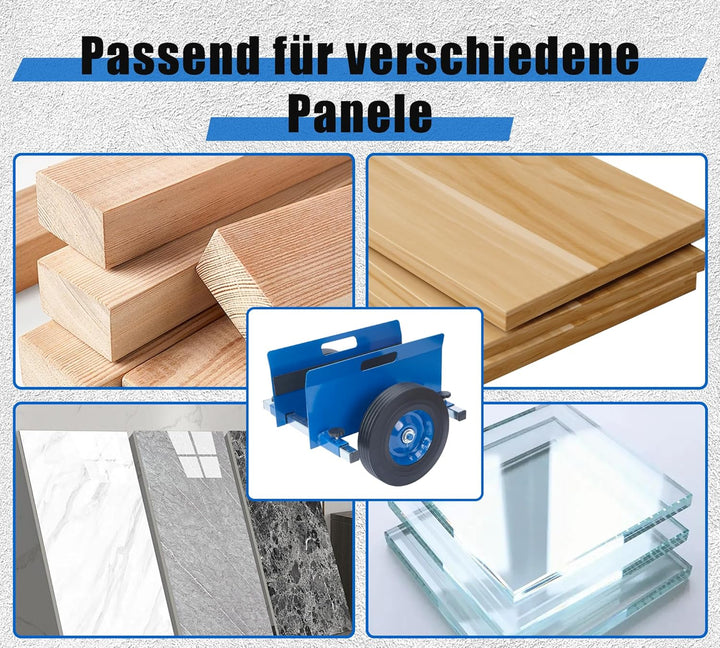 Plattenwagen bis 200 kg, Plattenkarren mit 2 Vollgummi Rädern, Plattenroller für 0-23cm/0-9,05in Kle