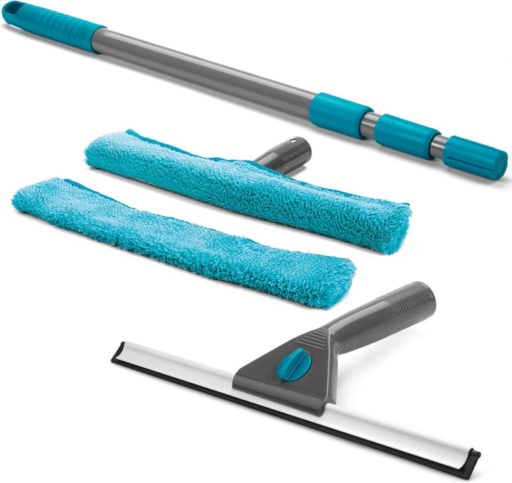 Beldray LA028693TQEU 2in1 Fensterreinigungsset, 5 stuck Mikrofaser Fusselfreie Reinigung, 360° strei