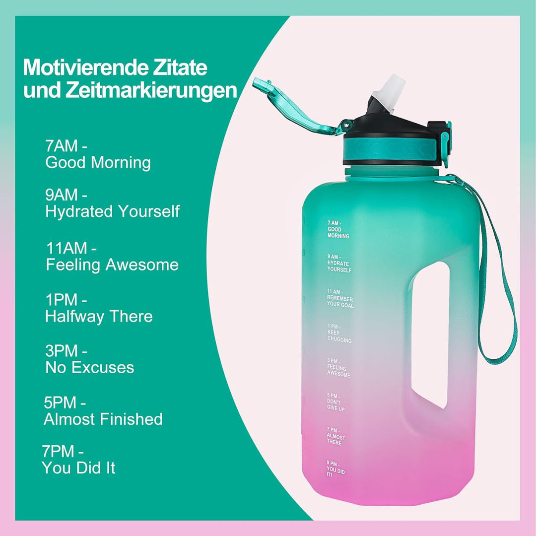2.2 Liter Trinkflasche mit Strohhalm, BPA Freie Grosse Wasserflasche Auslaufsichere für Fitnessstudi