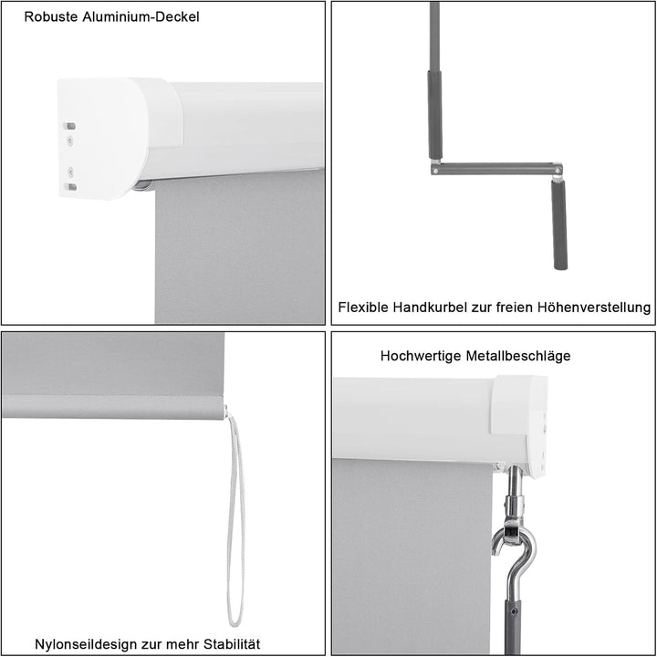 WOLTU Senkrechtmarkise Balkonmarkise Vertikalmarkise mit Handkurbel und Markisenkassette für Terrass