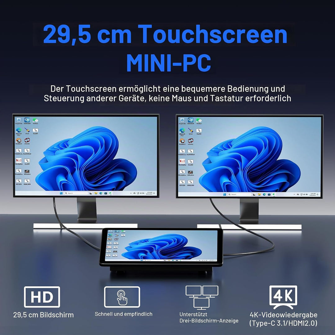 HEIGAOLAPC Mini Computer PC Mini Deko PC Win11 Pro Intel N5095, 8GB RAM, 128GB eMMC, Mini-pc mit Tou