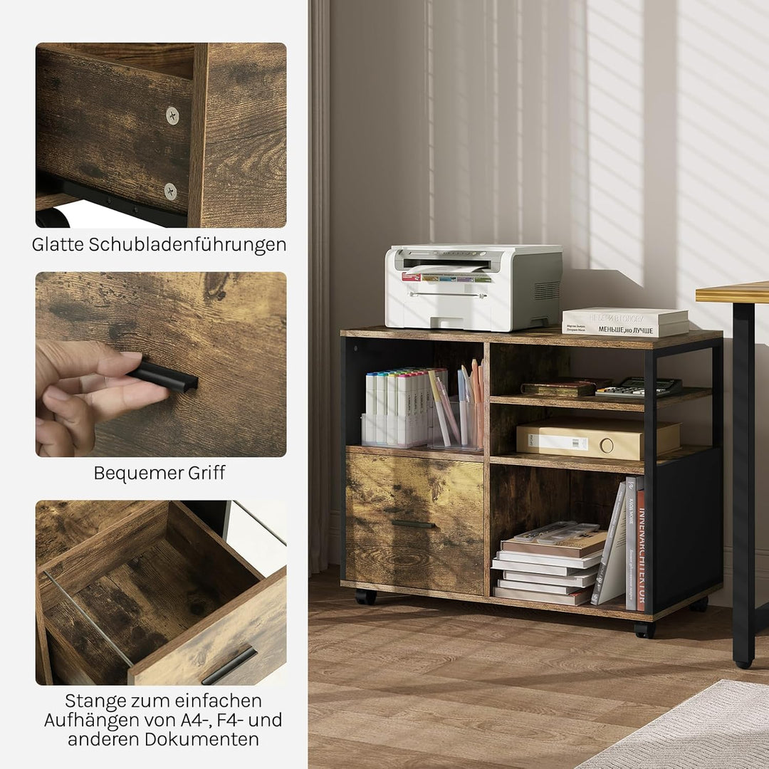 WOLTU Aktenschrank, Rollcontainer mit Schublade, Büroschrank auf Rollen, Rollschrank, Bürocontainer,