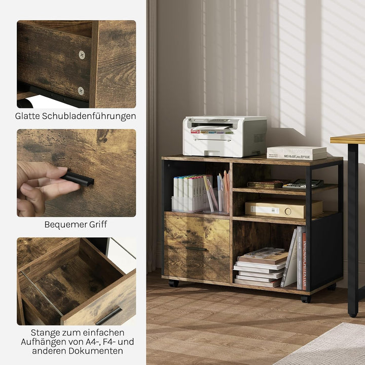 WOLTU Aktenschrank, Rollcontainer mit Schublade, Büroschrank auf Rollen, Rollschrank, Bürocontainer,