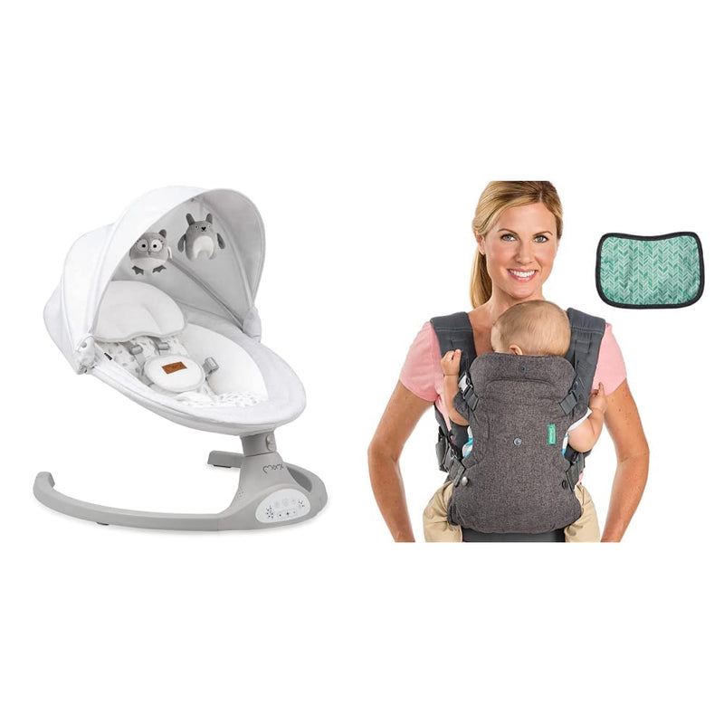 MoMi LAMI Babywippe für Kinder bis 9 kg & Infantino Flip Advanced 4-in-1 Carrier with Bib - Ergonomi