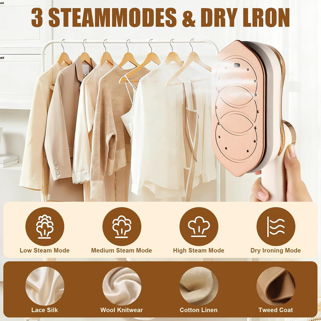 Mini Reisebügeleisen Dampf, Mini Bügeleisen Reise Klappbar, Steamer Dampfglätter, 1200W Steamer Damp