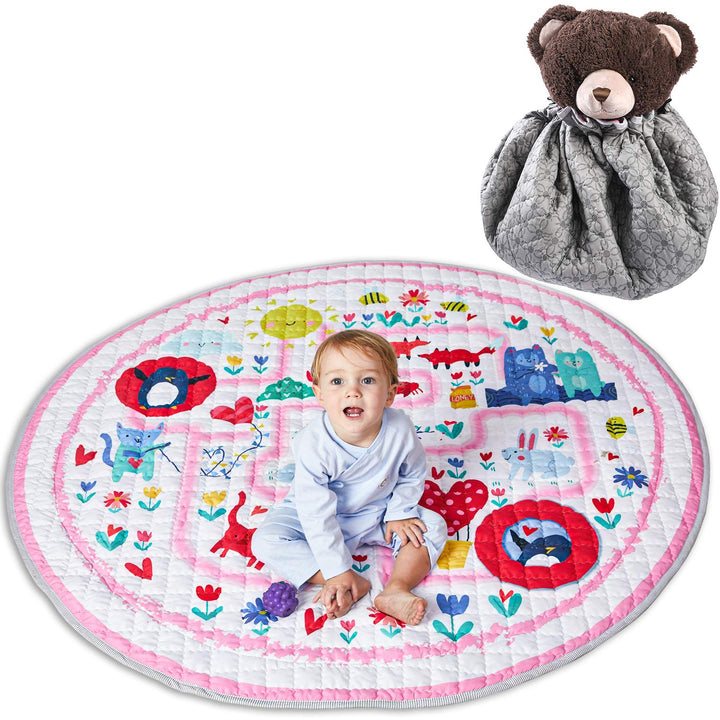 Winthome Baby-Spielmatte, Aufbewahrungstasche für Spielzeug, Sicher Ungiftig, Rutschfest, Spielzeug-