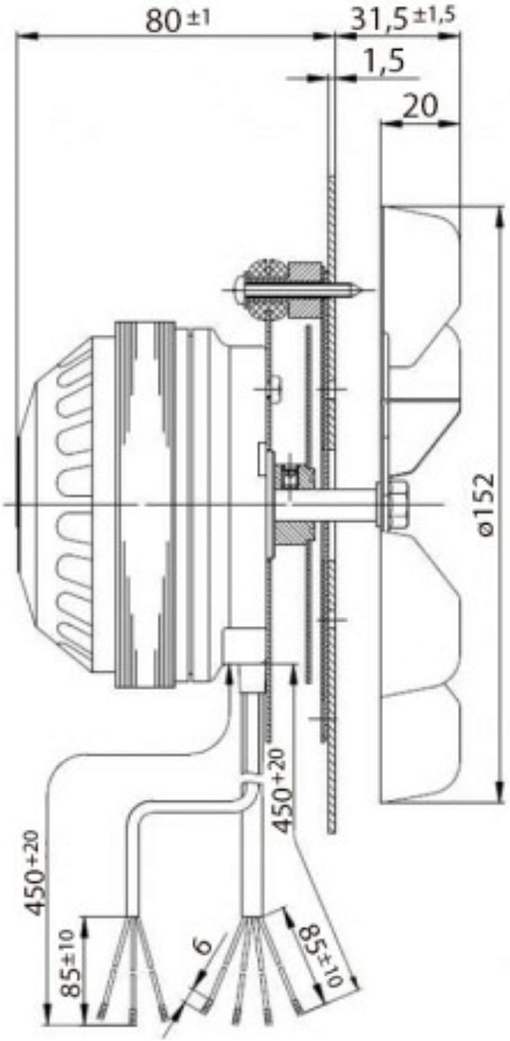 XODO STORE Rauchabzug EBM R2E150-AN91-13, 2400 RPM, 32 Watt, 150 mm Lüfter, für Pelletöfen