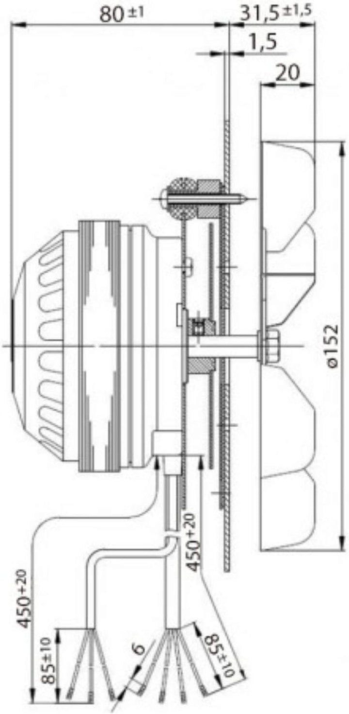 XODO STORE Rauchabzug EBM R2E150-AN91-13, 2400 RPM, 32 Watt, 150 mm Lüfter, für Pelletöfen