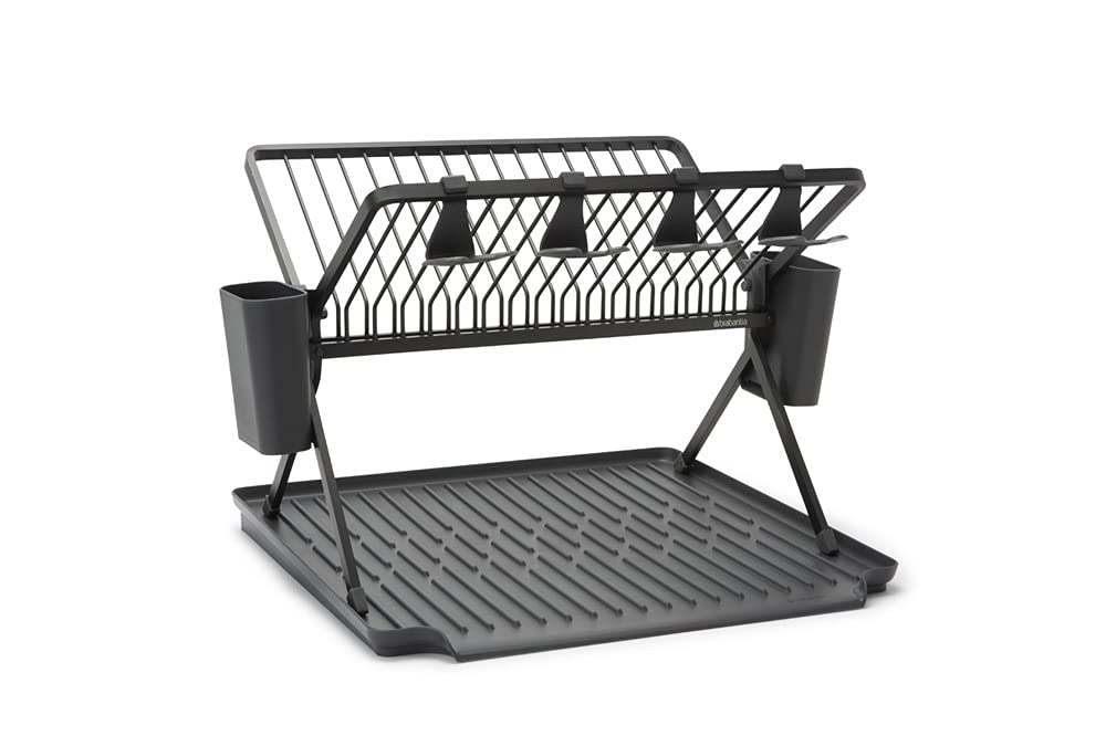 Brabantia Faltbares Gross Abtropfgestell, Metall Kunststoff, Dunkel Grau L Dark Grey, L Dark Grey