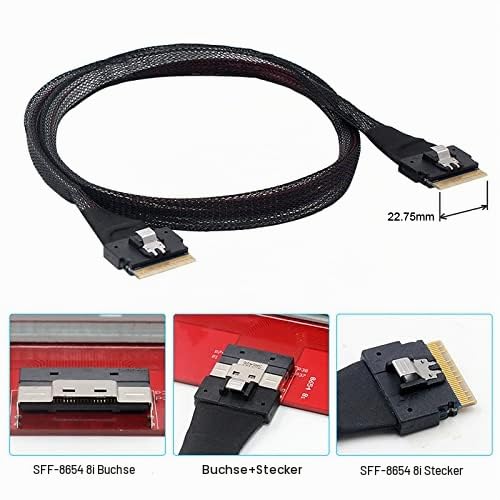 Cablecc PCI-E Slimline SAS 4.0 SFF-8654 8i 74pin Host auf SFF-8654 74Pin Slim SAS Target Kabel 50cm
