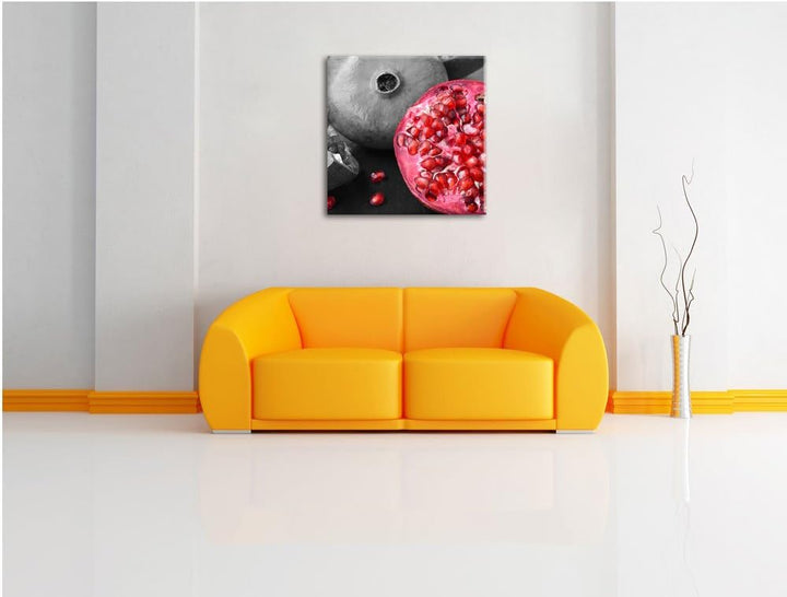 Pixxprint exotischer Granatapfel als Leinwandbild Quadratisch/Grösse: 70x70 / Wandbild/Kunstdruck/fe