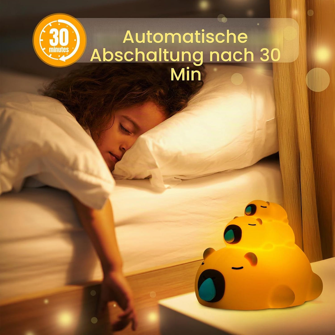 Capybara Nachtlicht, Kinder dekorative Lichter für Schlafzimmer Schlaf 3 Geschwindigkeit verstellbar