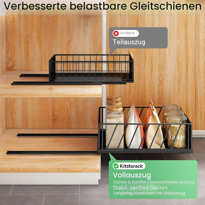 Kitstorack Teleskopschublade, Ausziehbare Schublade für Kabinett Metall Slide Out Organizer mit Grif