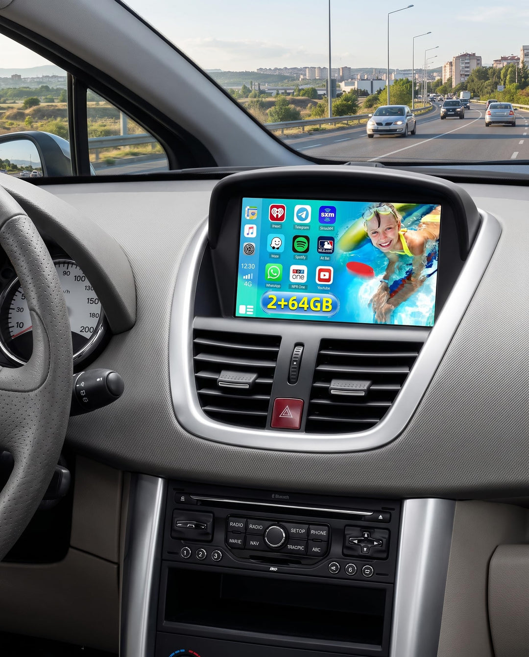 Hikity 2+64G Android 15 Autoradio mit kabellosem CarPlay und Android Auto für Peugeot 207 2006-2015,