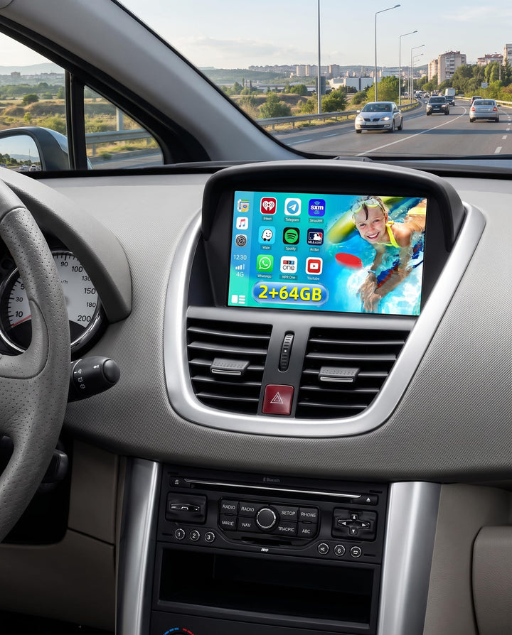 Hikity 2+64G Android 15 Autoradio mit kabellosem CarPlay und Android Auto für Peugeot 207 2006-2015,