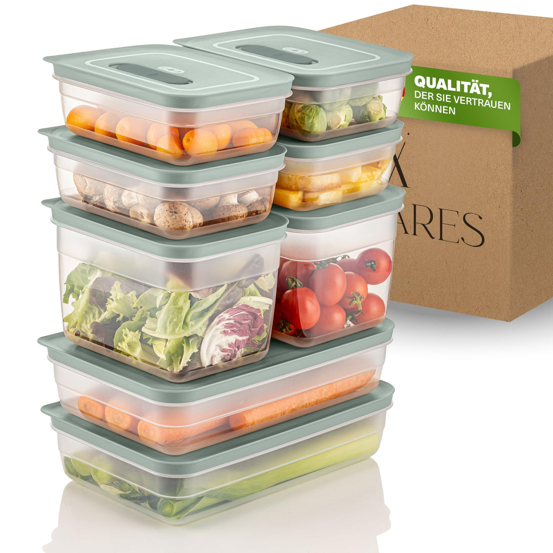 Aufbewahrungsboxen Set mit Ventil, Stapelbare Vorratsdosen mit Deckel, Luftdicht, BPA-frei, Kunststo