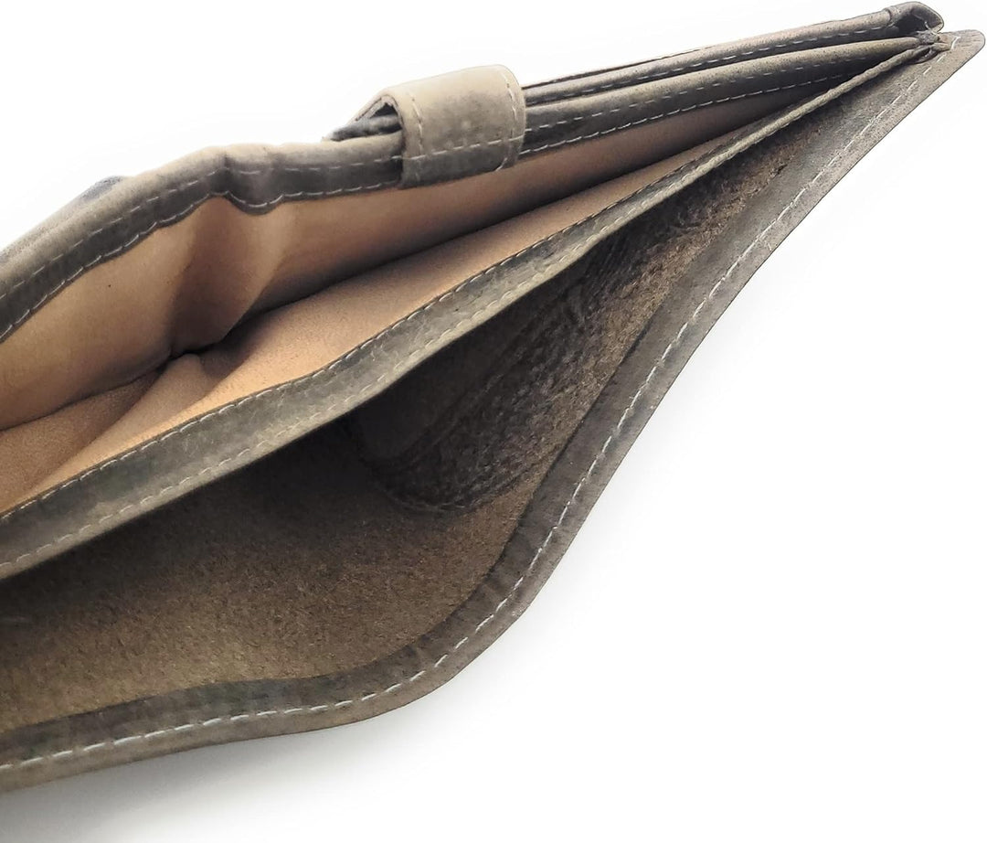 Lemasi echt Leder Geldbörse quer Hunterleder Portemonnaie Anglerbörse mit RFID Schutz Fisch Hecht (V