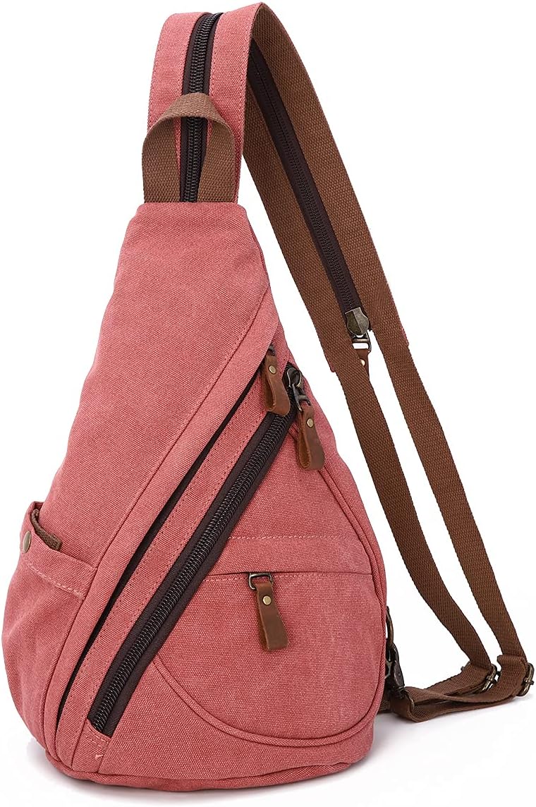 KL928 Canvas Sling Bag Rucksack Damen und Herren – Schulterrucksack Umhängetasche Crossbag Verstellb