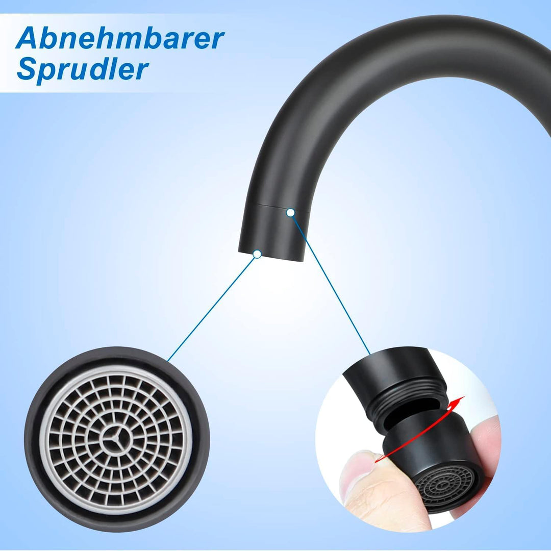 Wasserhahn Bad Waschtischarmatur Waschbecken - Armatur Schwarz Warm- und Kaltwasserhahn 360° Drehbar
