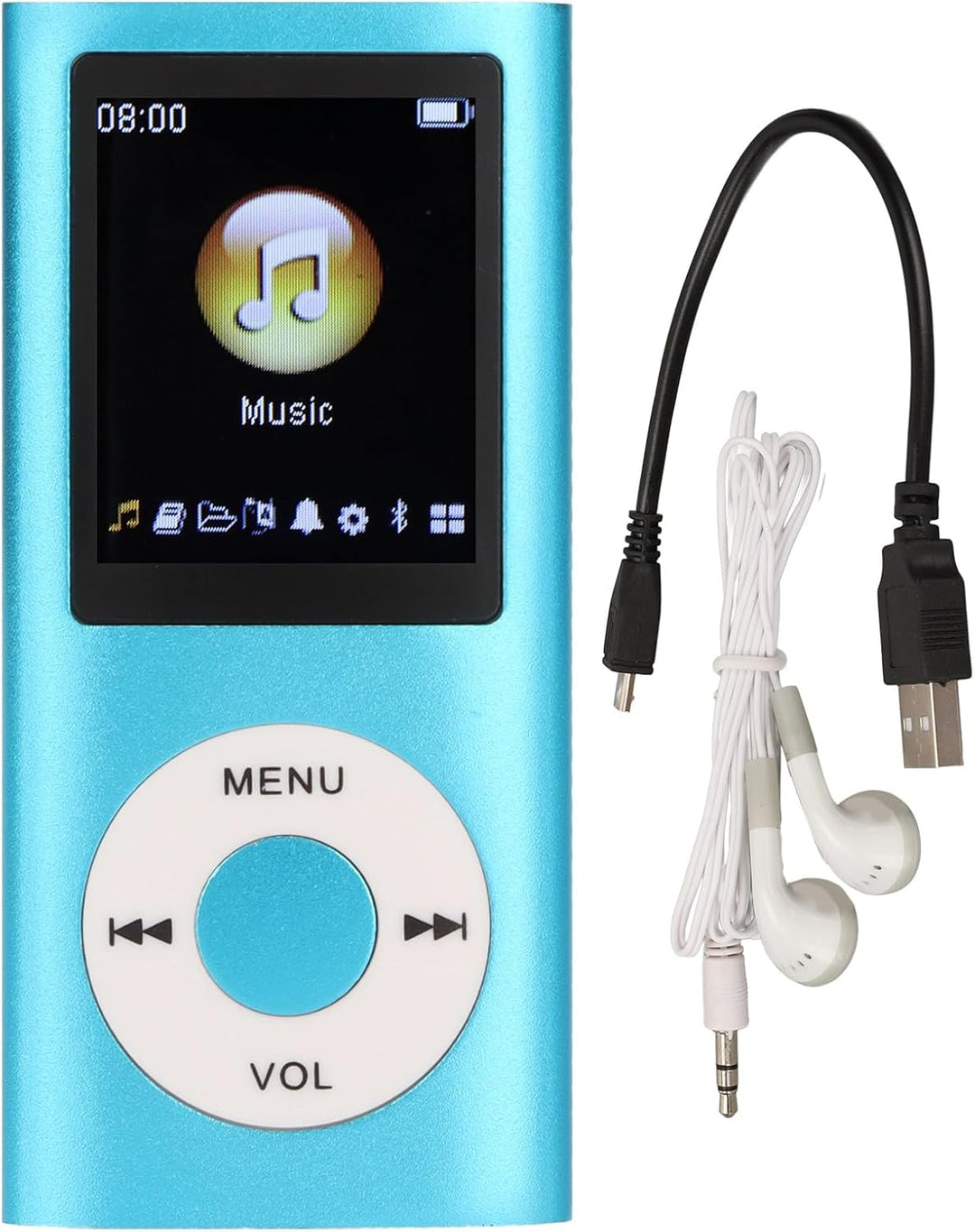 MP3-Player, Tragbarer Verlustfreier Sound, Schlanker MP3-Musik-Player mit Kopfhörer, Digitaler Musik