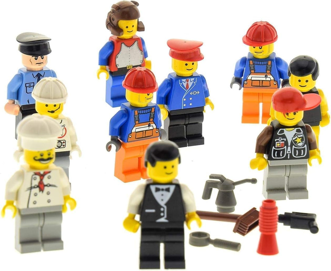 LEGO Bausteine gebraucht 10 x System Figuren Stadt City Mini Figur mit Zubehör Herren Damen Zufällig